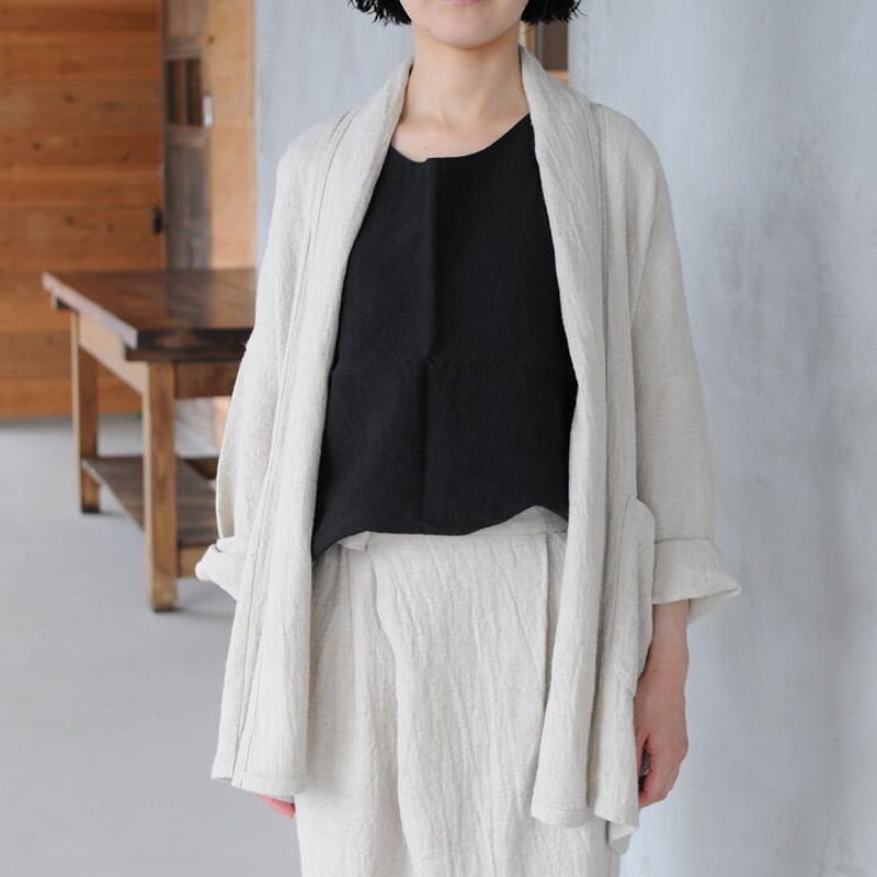 evam eva vie リネンウールショートローブ