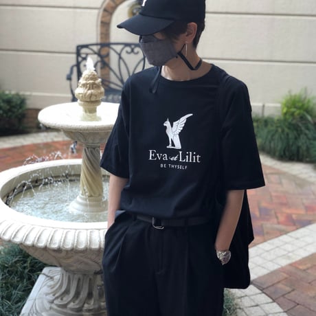 Eva et Lilit ビッグシルエット コットン Tシャツ ブラック