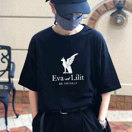 Eva et Lilit ビッグシルエット コットン Tシャツ ブラック