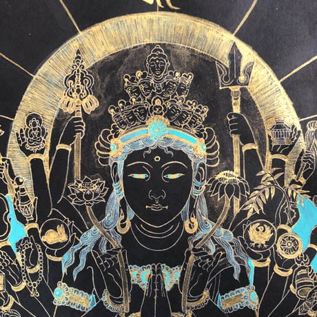 【肉筆仏画】千手観音菩薩 子年（ねずみ）御守本尊（額縁入り）神仏画家 かわさきめぐみ 十二支御守本尊・御祈願・開運・厄除け