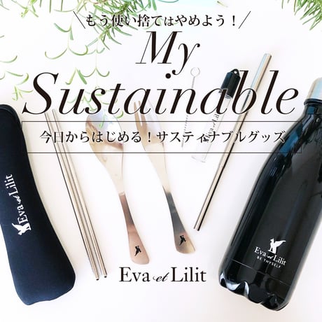 Eva et Lilit テレスコーピング ステンレスストロー ポータブルケース・ 洗浄ブラシ付き