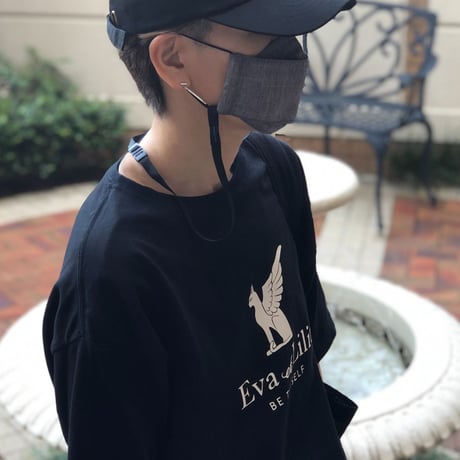 Eva et Lilit ビッグシルエット コットン Tシャツ ブラック
