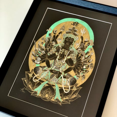 【肉筆仏画】千手観音菩薩 子年（ねずみ）御守本尊（額縁入り）神仏画家 かわさきめぐみ 十二支御守本尊・御祈願・開運・厄除け
