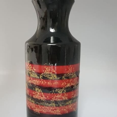 1960's  東ドイツ VEB Georgenthal製 花瓶 レッド×ブラック  DK012