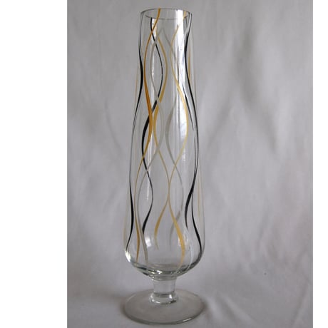 1950s イエロー×ブラックのガラスの花瓶 / GR308