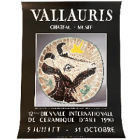 ＊日本国内から発送 ＊picasso goat motif plate / Vallaulis陶器美術館ポスター
