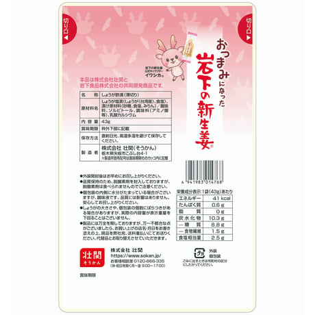 おつまみになった岩下の新生姜　43g×10入