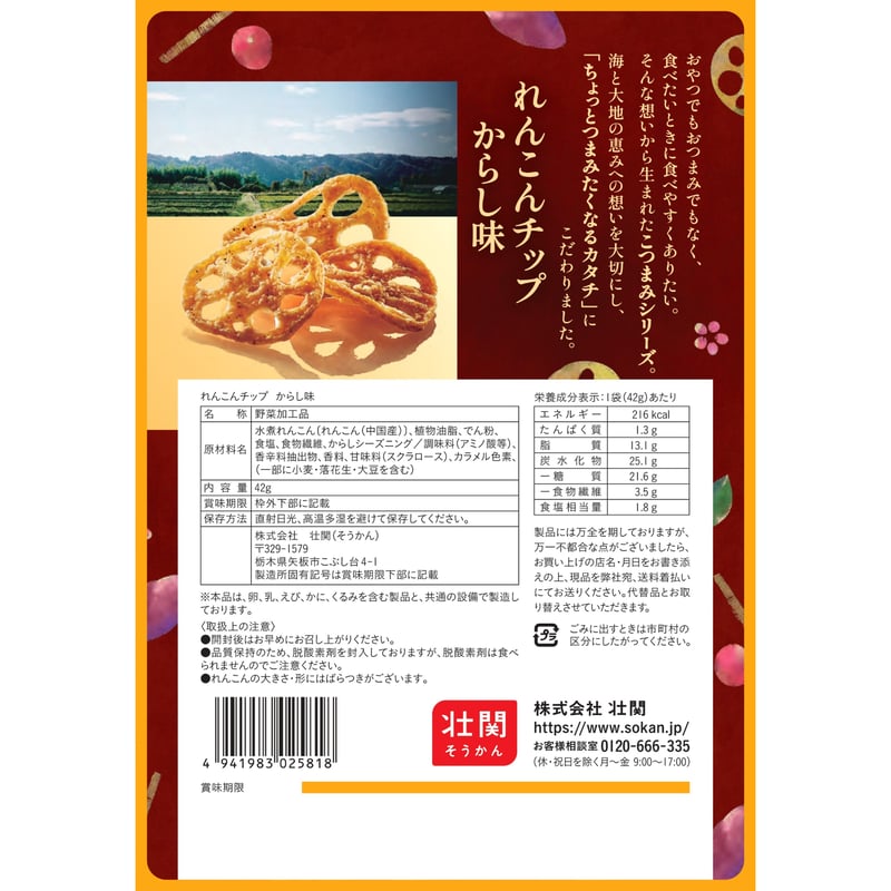 大地のこつまみ れんこんチップからし味 42g×10入 | 【公式】壮関 素材
