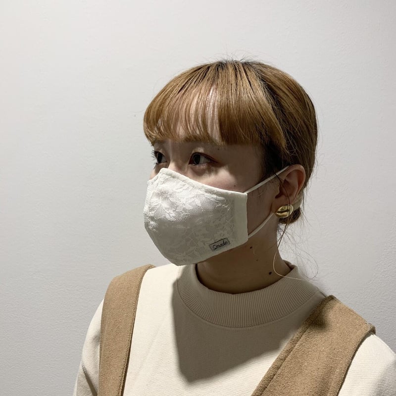 小花柄レースマスク(STL074 BEIGE) | Smade STORE