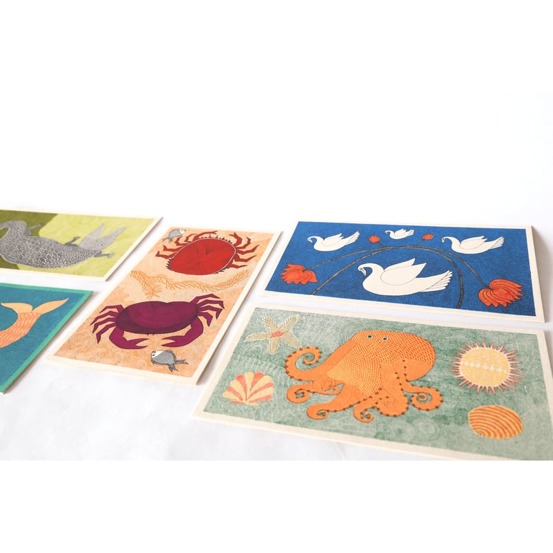 Tara Books “SLOW CAT” スクリーンプリントハンドメイドカード Tara