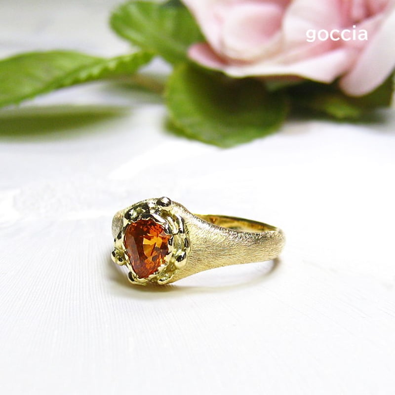 マンダリンガーネットのK18ゴールドリング!(1点もの) | 結婚 マンダリンガーネットのK18ゴールドリング!(1点もの) | 結婚