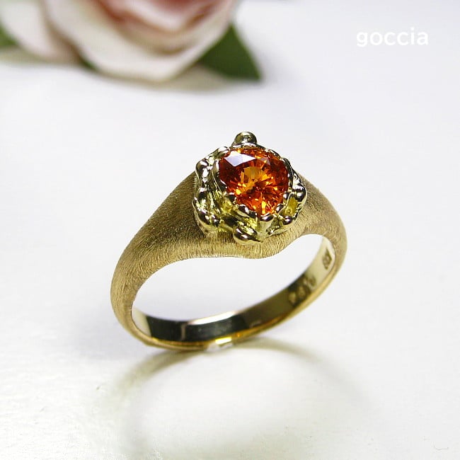 マンダリンガーネットのK18ゴールドリング！（1点もの） | 結婚指輪と