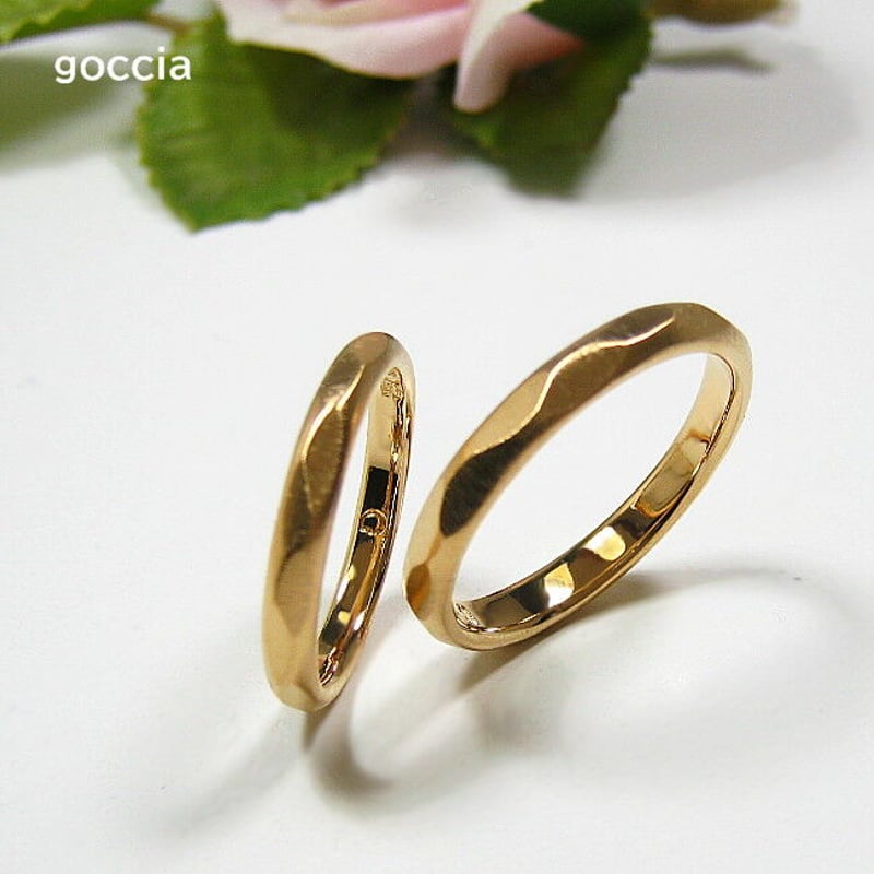 K18、しなやかな結婚指輪（マリッジリング）、マットな艶消し