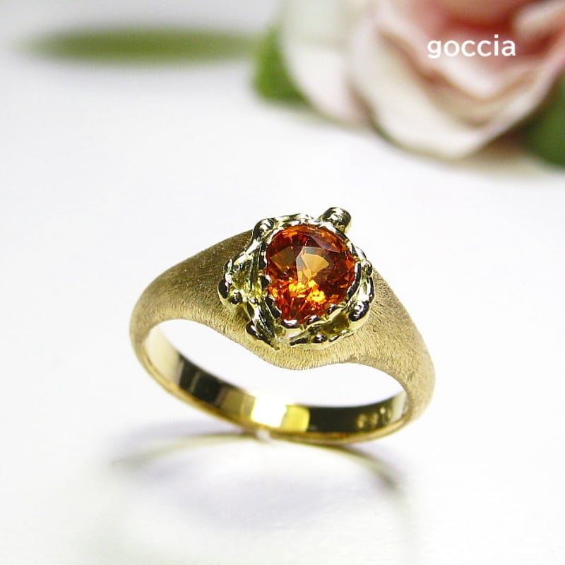 マンダリンガーネットのK18ゴールドリング！（1点もの） | 結婚指輪と