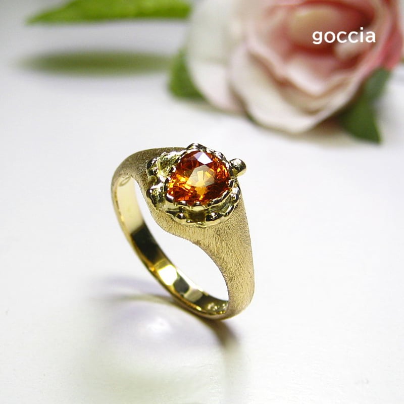 マンダリンガーネットのK18ゴールドリング！（1点もの） | 結婚指輪と