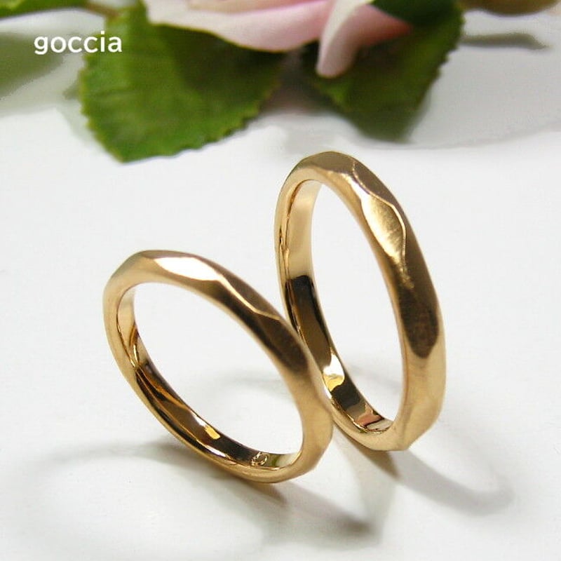 K18 艶消しデザインのリング　約11.5号 K18、カット面が美しい結婚指輪（マリッジリング）、艶消し