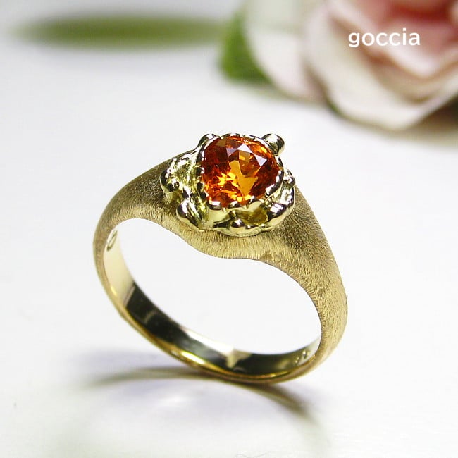 マンダリンガーネットのK18ゴールドリング！（1点もの） | 結婚