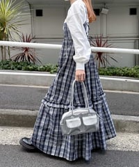 バックリボンシアーチェックキャミワンピース