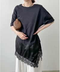 裾レースドッキングカットソー