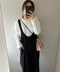 綿天竺シルバー箔プリントロングTシャツ