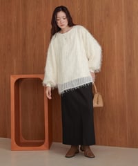 sheer shaggy layered sweat tops