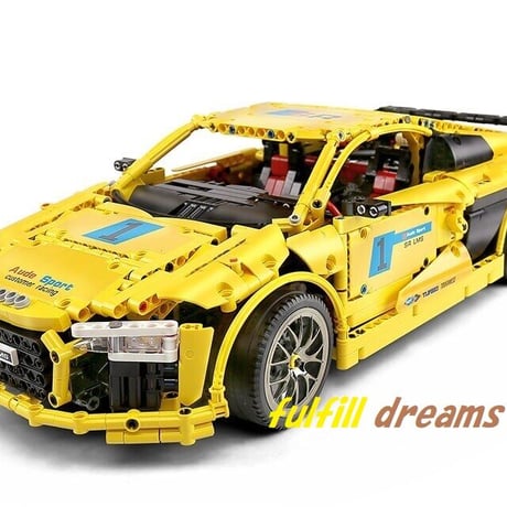 レゴ 互換品 アウディR8 V10 デザイン イエロー テクニック スーパーカー スポーツカー レースカー MOC クリスマス プレゼント レースカー 車 おもちゃ ブロック 知育玩具