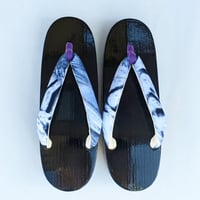 桐下駄 白木三味舟型×マルチボーダー鼻緒 | TANBI ONLINE STORE