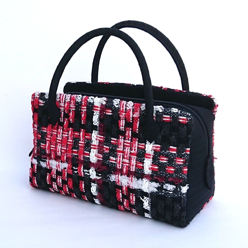 ツイード　利休バッグ　ハンドメイド　新品未使用　着物バッグ　サブバッグ付き 利休バッグ 和装バッグ ツイード ハンドバッグ 着物：つゆくさ