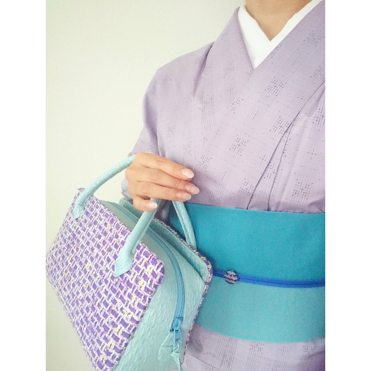 ツイード　利休バッグ　ハンドメイド　オリジナル　着物バッグ　新品未使用 ツイード 利休バッグ ハンドメイド オリジナル 着物バッグ 新品