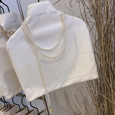 pearl × heart necklace