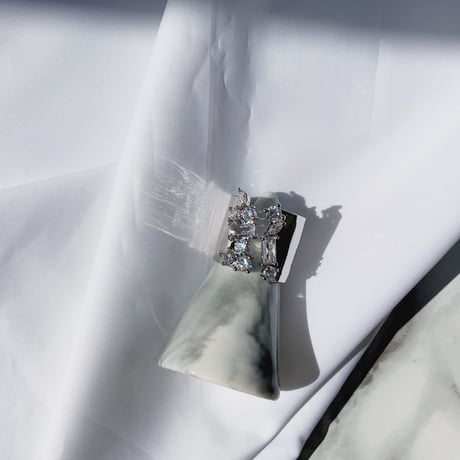 silver rent stone open ring