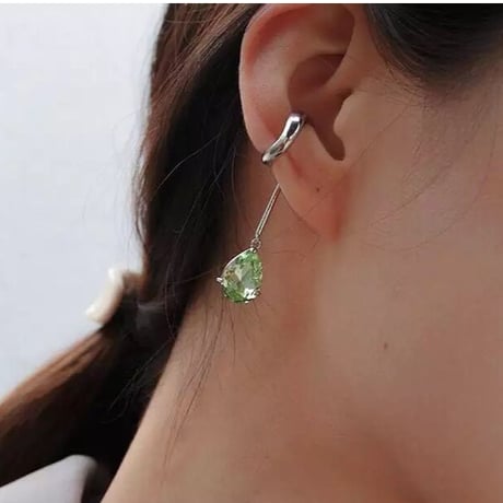green drop  stone ear cuffs