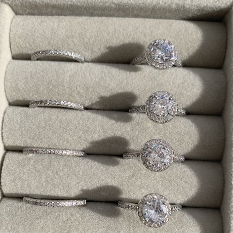 zirconia stone ring 2set
