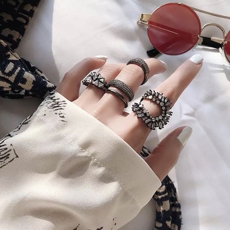 black stone open ring