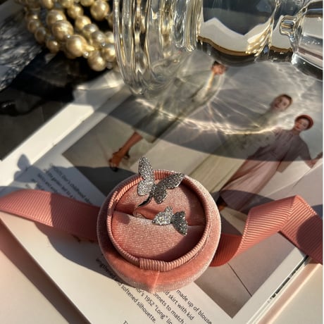 double butterfly stone open ring