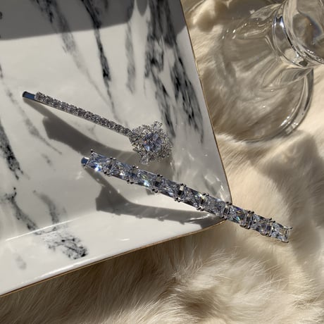 kirakira stone hairpin 2set