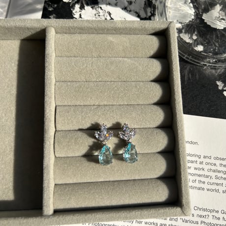 blue stone × silver pierce