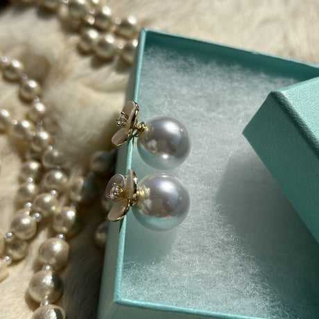 shell flower pearl catch 2way pierce