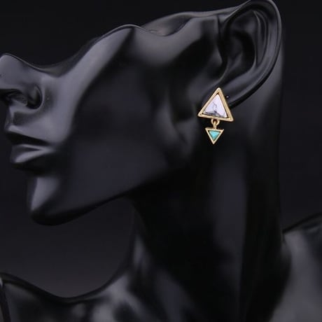 marble  turquoise triangle  pierce