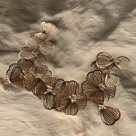 gold flower see-through long hair accessory