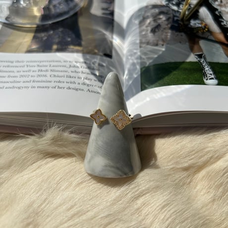 double shell flower open ring