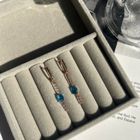 blue stone × pink gold pierce