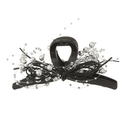 ribbon × silver ball hair clip