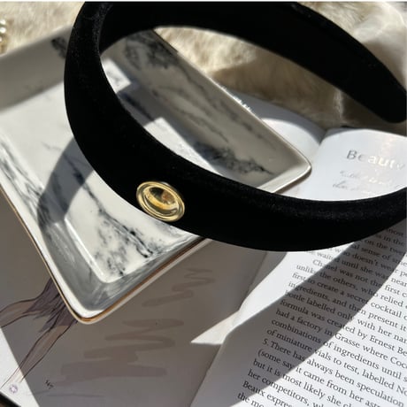black velvet gold hair band