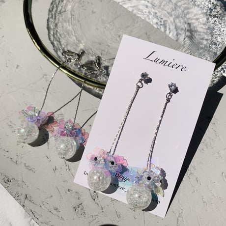 glas bowl × span flower long pierce/earring