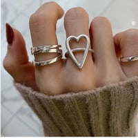 silver heart open ring