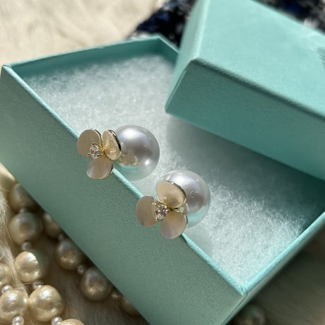 shell flower pearl catch 2way pierce