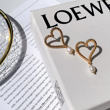 vintage heart × baroque pearl pierce
