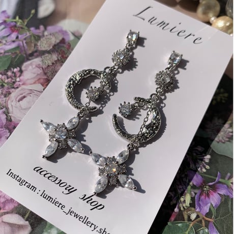 crystal × moon chain pierce