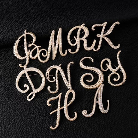 alphabet pearl brooch